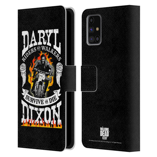 AMC The Walking Dead Daryl Dixon Biker Art Motorcycle Flames Leather Book Wallet Case Cover For Samsung Galaxy M31s (2020)
