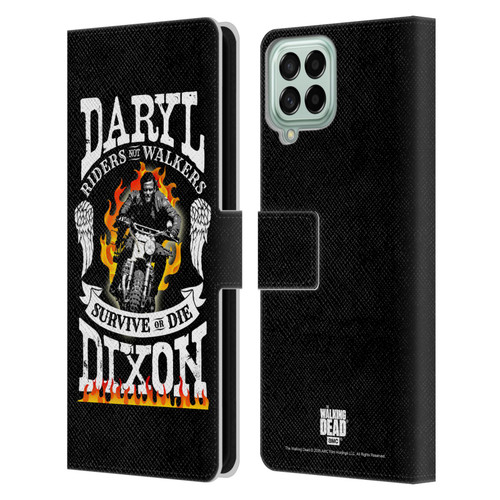AMC The Walking Dead Daryl Dixon Biker Art Motorcycle Flames Leather Book Wallet Case Cover For Samsung Galaxy M33 (2022)