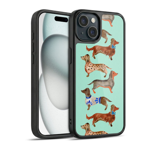 Cat Coquillette Animals Blue Dachshunds Gel Armour Case For Apple iPhone 15