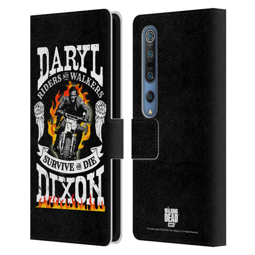 AMC The Walking Dead Daryl Dixon Biker Art Motorcycle Flames Leather Book Wallet Case Cover For Xiaomi Mi 10 5G / Mi 10 Pro 5G