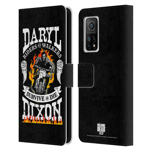 AMC The Walking Dead Daryl Dixon Biker Art Motorcycle Flames Leather Book Wallet Case Cover For Xiaomi Mi 10T 5G