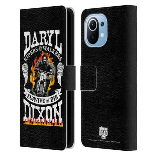 AMC The Walking Dead Daryl Dixon Biker Art Motorcycle Flames Leather Book Wallet Case Cover For Xiaomi Mi 11