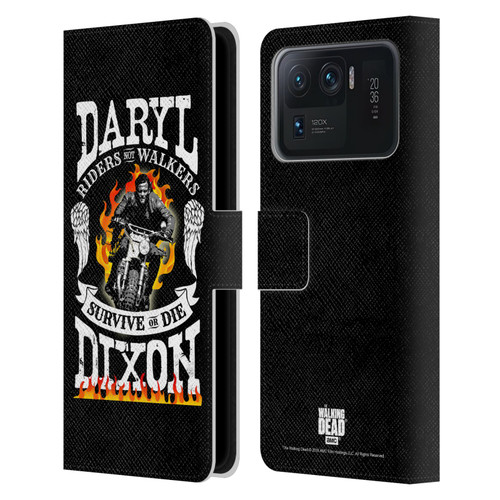 AMC The Walking Dead Daryl Dixon Biker Art Motorcycle Flames Leather Book Wallet Case Cover For Xiaomi Mi 11 Ultra