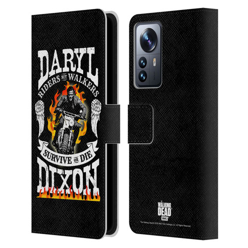 AMC The Walking Dead Daryl Dixon Biker Art Motorcycle Flames Leather Book Wallet Case Cover For Xiaomi 12 Pro