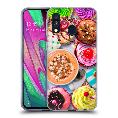 Aimee Stewart Colourful Sweets Cupcakes And Cocoa Soft Gel Case for Samsung Galaxy A40 (2019)