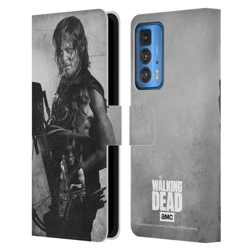 AMC The Walking Dead Double Exposure Daryl Leather Book Wallet Case Cover For Motorola Edge 20 Pro