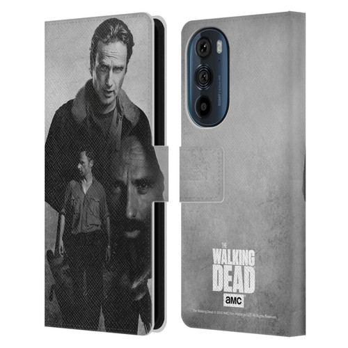 AMC The Walking Dead Double Exposure Rick Leather Book Wallet Case Cover For Motorola Edge 30