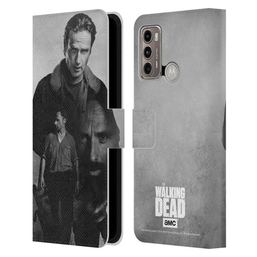 AMC The Walking Dead Double Exposure Rick Leather Book Wallet Case Cover For Motorola Moto G60 / Moto G40 Fusion