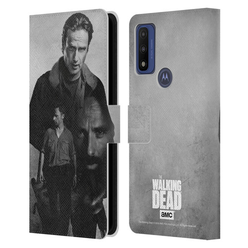 AMC The Walking Dead Double Exposure Rick Leather Book Wallet Case Cover For Motorola G Pure