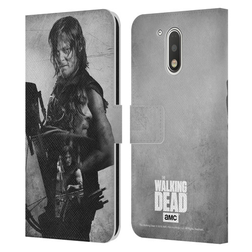 AMC The Walking Dead Double Exposure Daryl Leather Book Wallet Case Cover For Motorola Moto G41