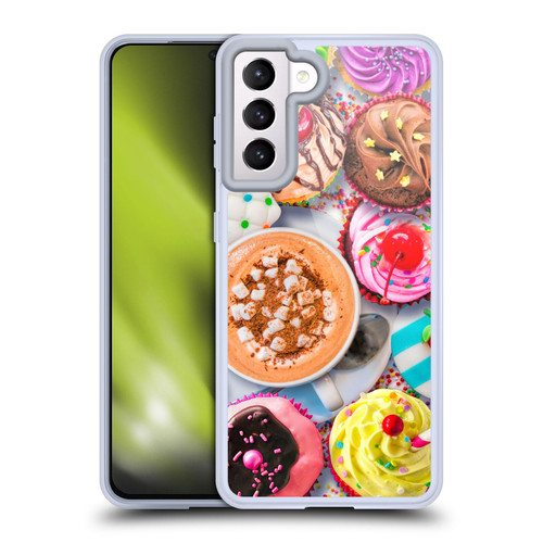 Aimee Stewart Colourful Sweets Cupcakes And Cocoa Soft Gel Case for Samsung Galaxy S21 5G