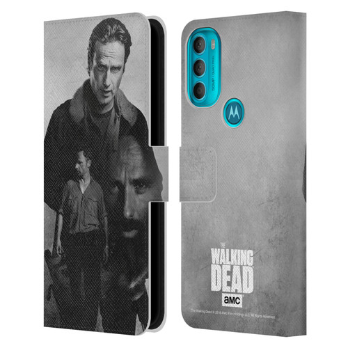 AMC The Walking Dead Double Exposure Rick Leather Book Wallet Case Cover For Motorola Moto G71 5G