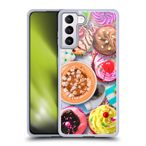 Aimee Stewart Colourful Sweets Cupcakes And Cocoa Soft Gel Case for Samsung Galaxy S21+ 5G