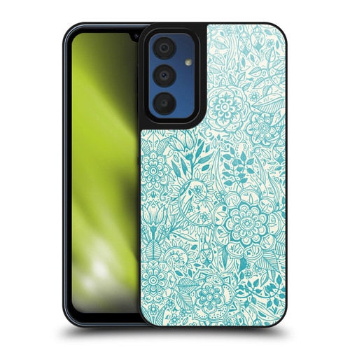 Micklyn Le Feuvre Floral Patterns Teal And Cream Gel Armour Case For Samsung Galaxy A15