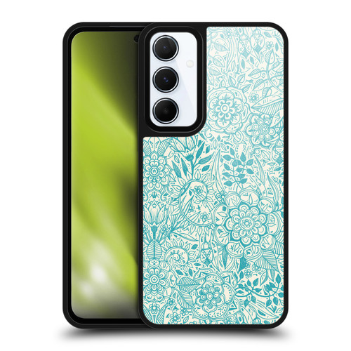 Micklyn Le Feuvre Floral Patterns Teal And Cream Gel Armour Case For Samsung Galaxy A55 5G