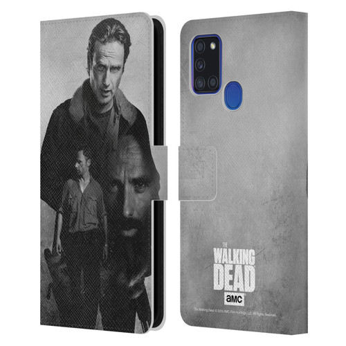AMC The Walking Dead Double Exposure Rick Leather Book Wallet Case Cover For Samsung Galaxy A21s (2020)