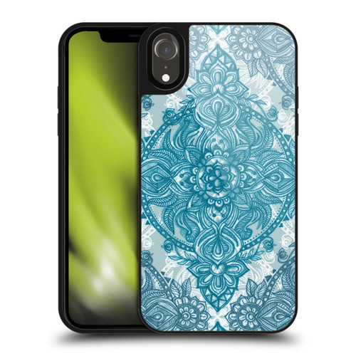 Micklyn Le Feuvre Mandala 3 Teal And White Lace Pencil Doodle Gel Armour Case For Apple iPhone XR