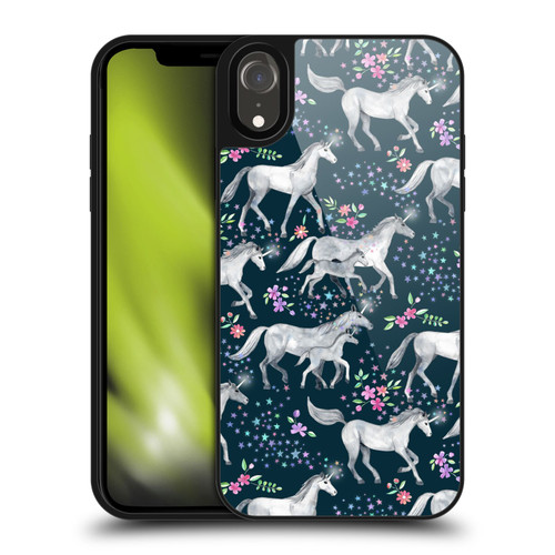 Micklyn Le Feuvre Wildlife Stars And Unicorns On Dark Teal Gel Armour Case For Apple iPhone XR
