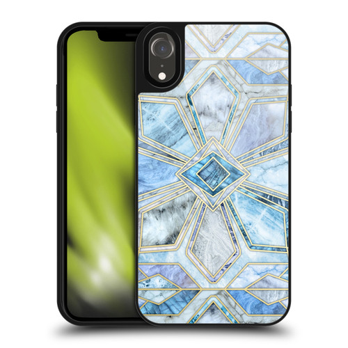 Micklyn Le Feuvre Marble Patterns Geometric Gilded Stone Tiles In Soft Blues Gel Armour Case For Apple iPhone XR