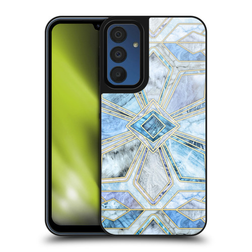 Micklyn Le Feuvre Marble Patterns Geometric Gilded Stone Tiles In Soft Blues Gel Armour Case For Samsung Galaxy A15