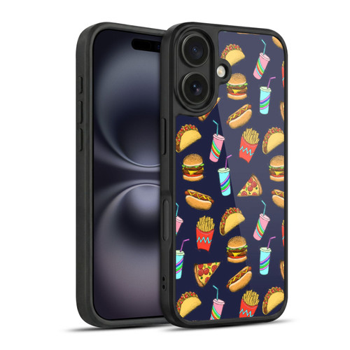 Micklyn Le Feuvre Patterns 2 Fast Food On Navy Gel Armour Case For Apple iPhone 16