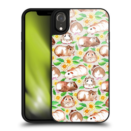 Micklyn Le Feuvre Patterns 2 Guinea Pigs And Daisies In Watercolour On Tan Gel Armour Case For Apple iPhone XR