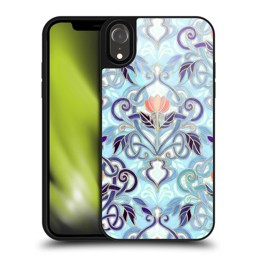 Micklyn Le Feuvre Patterns 2 Indigo Blue Art Nouveau With Peach Flowers Gel Armour Case For Apple iPhone XR