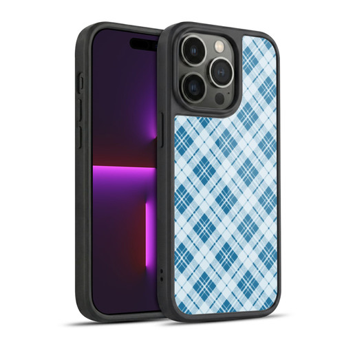PLdesign Christmas Light Blue Tartan Gel Armour Case For Apple iPhone 14 Pro