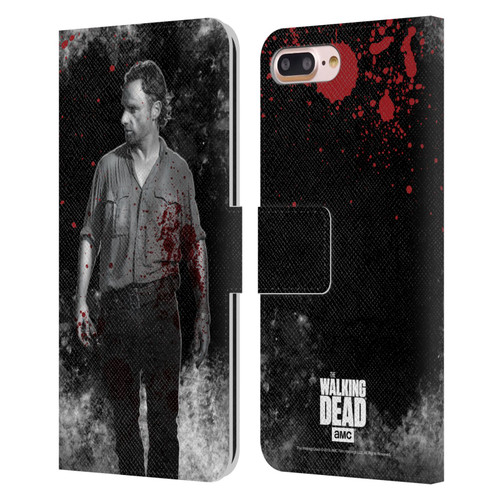 AMC The Walking Dead Gore Rick Grimes Leather Book Wallet Case Cover For Apple iPhone 7 Plus / iPhone 8 Plus