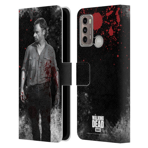 AMC The Walking Dead Gore Rick Grimes Leather Book Wallet Case Cover For Motorola Moto G60 / Moto G40 Fusion