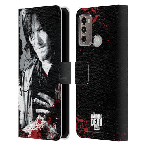 AMC The Walking Dead Gore Wounded Hand Leather Book Wallet Case Cover For Motorola Moto G60 / Moto G40 Fusion