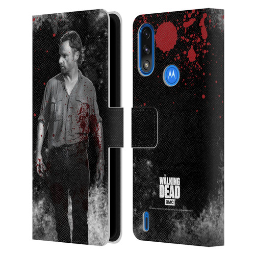 AMC The Walking Dead Gore Rick Grimes Leather Book Wallet Case Cover For Motorola Moto E7 Power / Moto E7i Power
