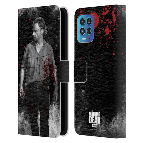 AMC The Walking Dead Gore Rick Grimes Leather Book Wallet Case Cover For Motorola Moto G100