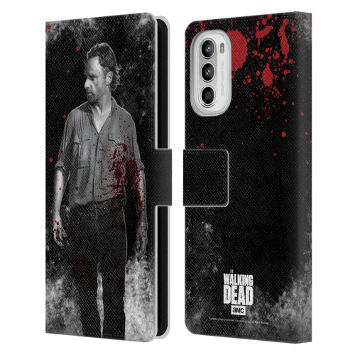 AMC The Walking Dead Gore Rick Grimes Leather Book Wallet Case Cover For Motorola Moto G52