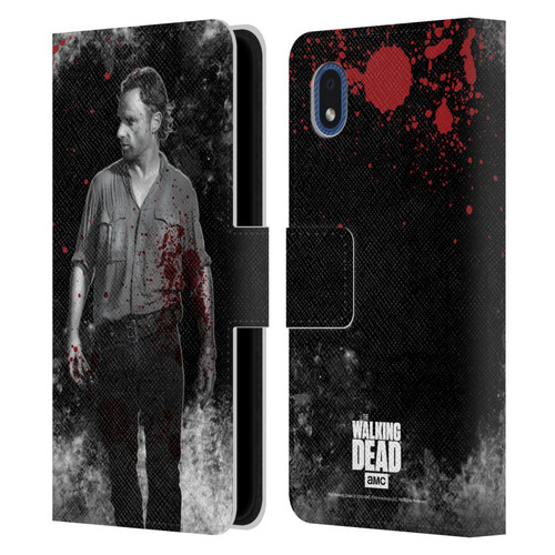 AMC The Walking Dead Gore Rick Grimes Leather Book Wallet Case Cover For Samsung Galaxy A01 Core (2020)