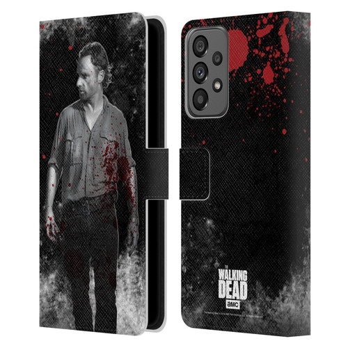 AMC The Walking Dead Gore Rick Grimes Leather Book Wallet Case Cover For Samsung Galaxy A73 5G (2022)