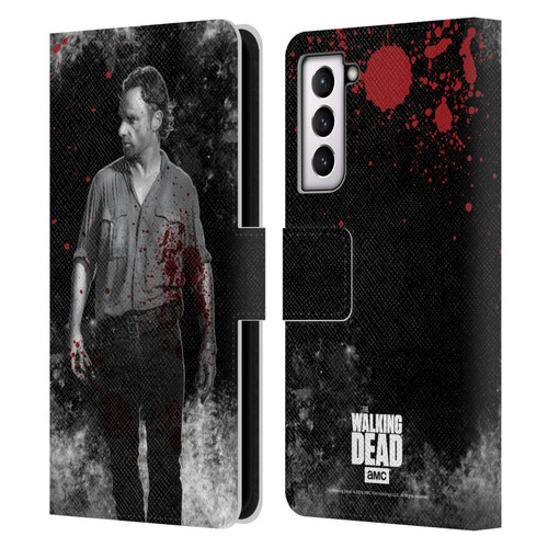 AMC The Walking Dead Gore Rick Grimes Leather Book Wallet Case Cover For Samsung Galaxy S21 5G