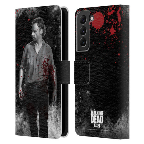 AMC The Walking Dead Gore Rick Grimes Leather Book Wallet Case Cover For Samsung Galaxy S22+ 5G