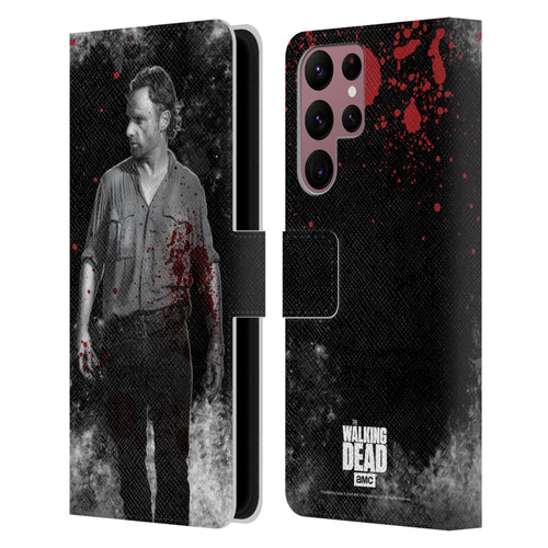 AMC The Walking Dead Gore Rick Grimes Leather Book Wallet Case Cover For Samsung Galaxy S22 Ultra 5G