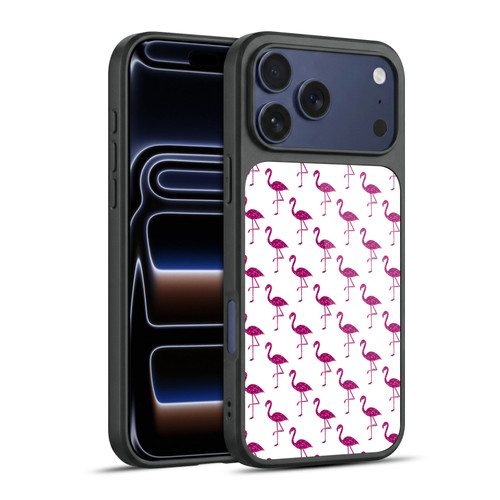 PLdesign Sparkly Flamingo Pink Pattern On White Gel Armour Case For Apple iPhone 17 Pro Max