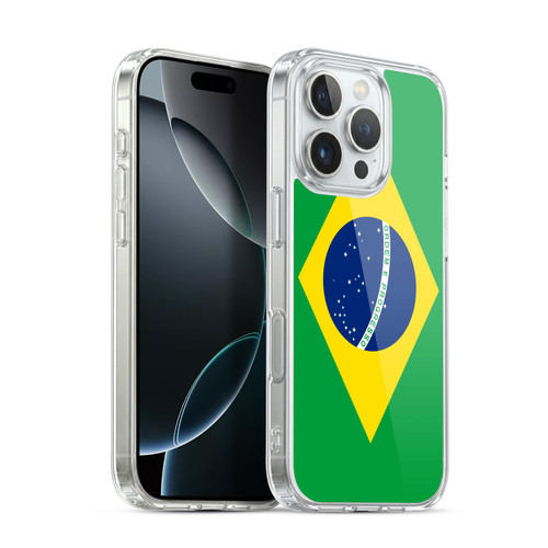 Head Case Designs Football Country Flags Brazil Brazilian Brasil Soft Gel Case for Apple iPhone 16 Pro & MagSafe