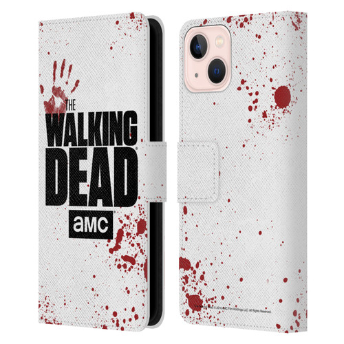 AMC The Walking Dead Logo White Leather Book Wallet Case Cover For Apple iPhone 13
