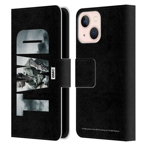 AMC The Walking Dead Logo Landscape Leather Book Wallet Case Cover For Apple iPhone 13 Mini