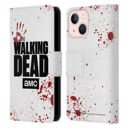 AMC The Walking Dead Logo White Leather Book Wallet Case Cover For Apple iPhone 13 Mini