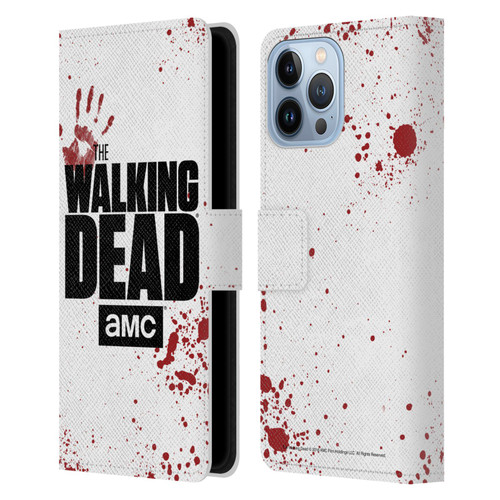 AMC The Walking Dead Logo White Leather Book Wallet Case Cover For Apple iPhone 13 Pro Max