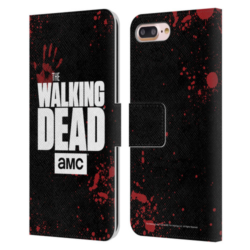 AMC The Walking Dead Logo Black Leather Book Wallet Case Cover For Apple iPhone 7 Plus / iPhone 8 Plus