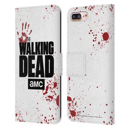 AMC The Walking Dead Logo White Leather Book Wallet Case Cover For Apple iPhone 7 Plus / iPhone 8 Plus