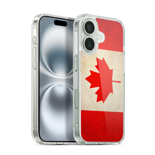 Head Case Designs Football Vintage Flags Canada Canadian Maple Leaf Soft Gel Case for Apple iPhone 16 & MagSafe