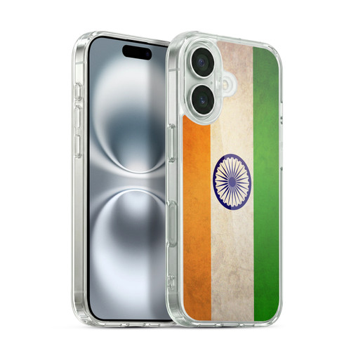 Head Case Designs Football Vintage Flags India Indian Bharat Soft Gel Case for Apple iPhone 16 & MagSafe