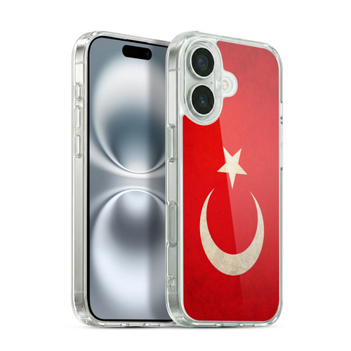 Head Case Designs Football Vintage Flags Turkey Turkish Türkiye Türk Soft Gel Case for Apple iPhone 16 & MagSafe